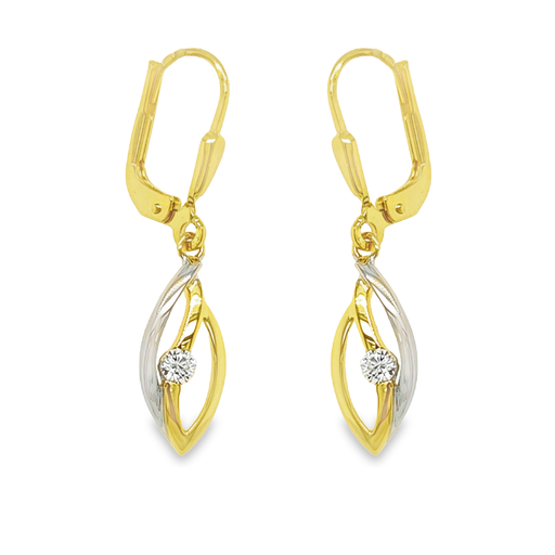 [GOH0902] Bicolor gouden oorhangers met Zirkonia
