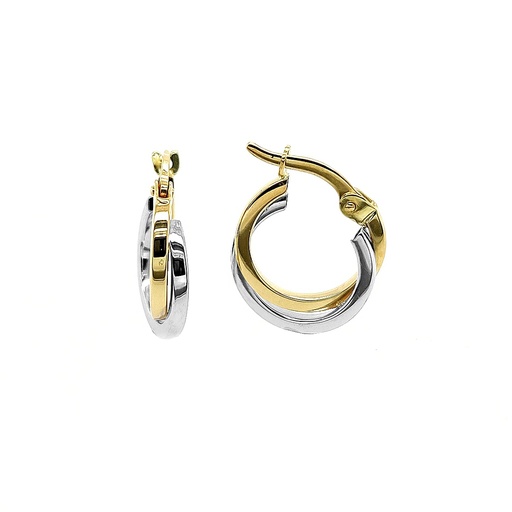 [GOR1021] Bicolor gold earrings Fantasy