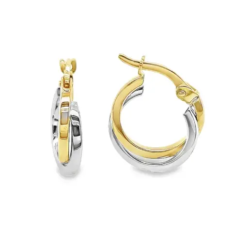 [GOR1021] Bicolor gouden oorringen Fantasie