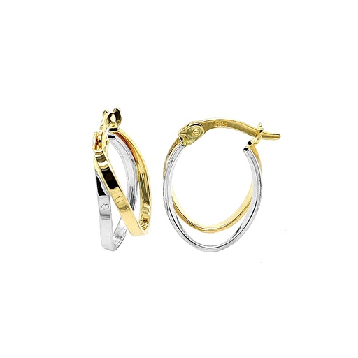 [GOR1030] Bicolor gouden oorringen Fantasie