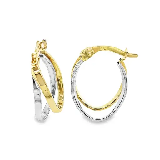 [GOR1030] Bicolor gouden oorringen Fantasie