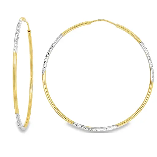 [GOR1039] Bicolor gold earrings Fantasy 44mm high