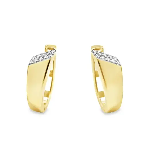 [GOR1052] Geelgouden klapoorringen Fantasie met Zirkonia stenen