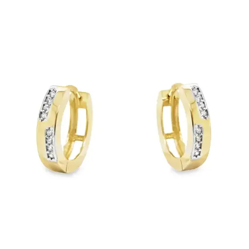 [GOR1053] Yellow gold hoop earrings with Zirconia stones