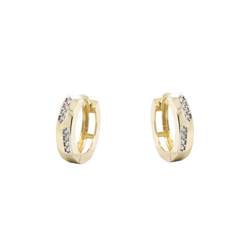 [GOR1053] Yellow gold hoop earrings with Zirconia stones