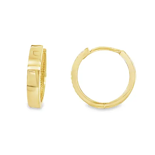 [GOR1062] Yellow gold hoop earrings 13.5 x 2.7mm