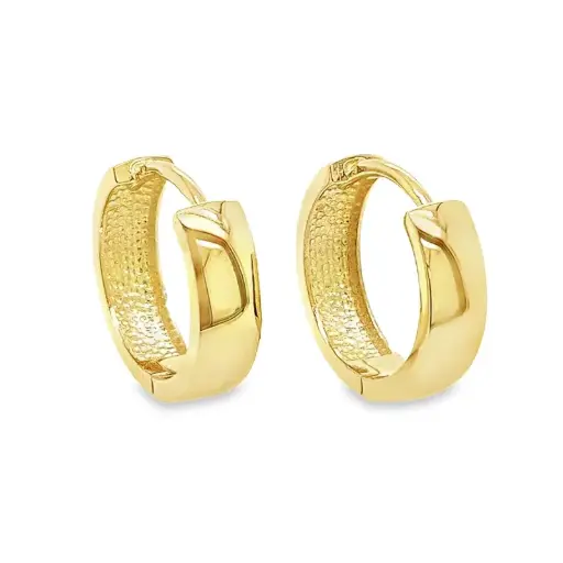 [GOR1066] Yellow gold hoop earrings 4mm wide