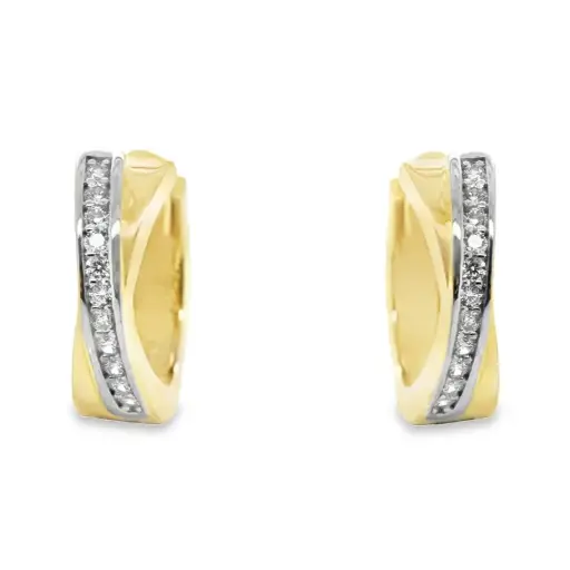 [GOR1082] Geelgouden klapoorringen Fantasie met Zirkonia stenen