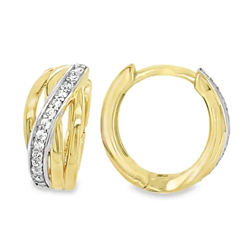 [GOR1091] Bicolor gold hoop earrings with Zirconia stones