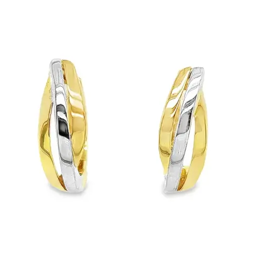 [GOR1095] Bicolor gouden oorringen Fantasie