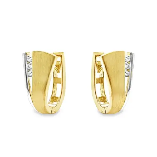 [GOR1111] Bicolor gouden klapoorringen met Zirkonia stenen