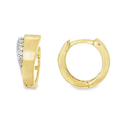 [GOR1112] Yellow gold hoop earrings with Zirconia stones