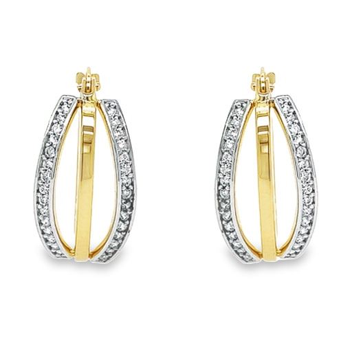 [GOR1116] Bicolor gold earrings Fantasy with Zirconia