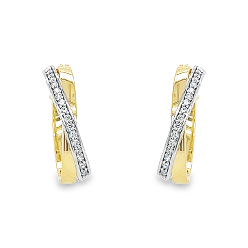 [GOR1117] Bicolor gouden oorringen met Zirkonia