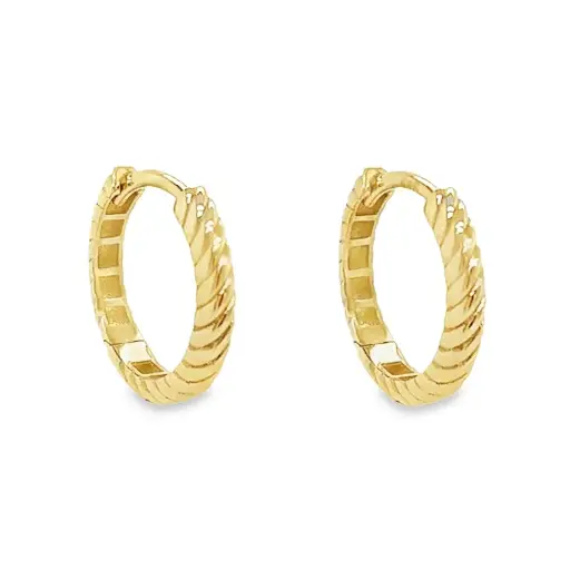 [GOR1122] Geelgouden oorringen Fantasie bewerkt 15 x 2,6mm