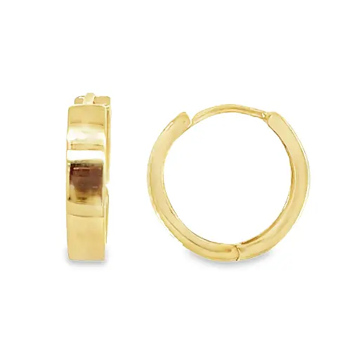 [GOR1130] Yellow gold hoop earrings 13.5 x 3mm