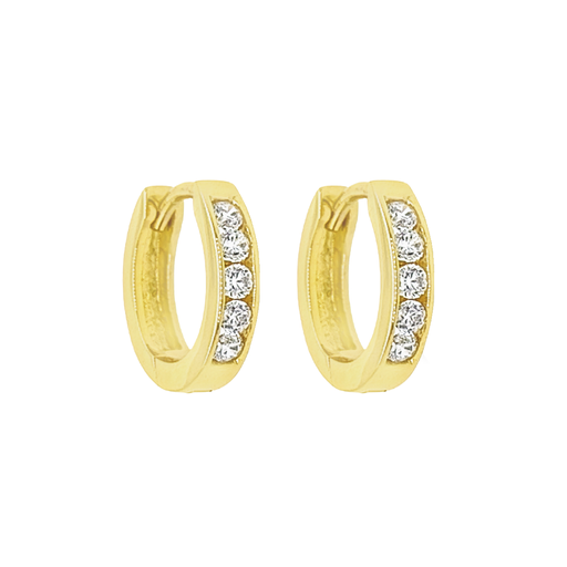 [GOR1138] Geelgouden oorringen met Rij Zirkonia 11 x 2,4mm