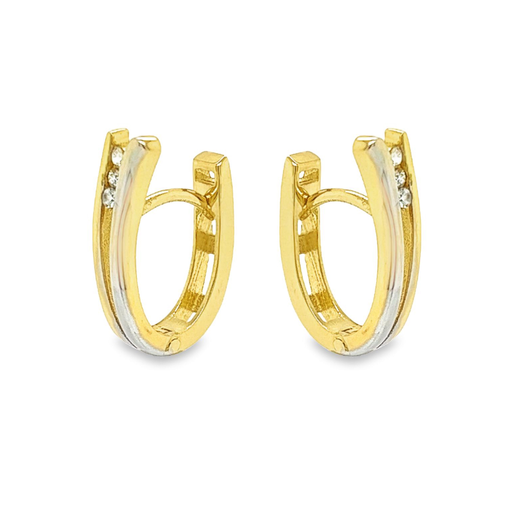 [GOR1144] Bicolor gouden oorringen met Zirkonia