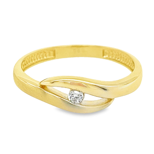 Geelgouden ring mat/glans met Zirkonia steen