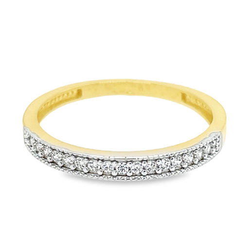 Yellow gold row ring with Zirconia stones