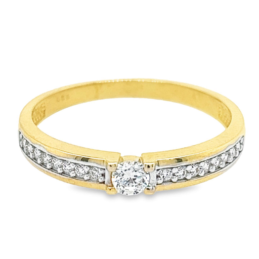 Geelgouden ring met Zirkonia stenen