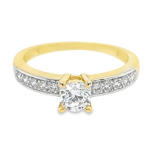 Geelgouden ring met Zirkonia stenen