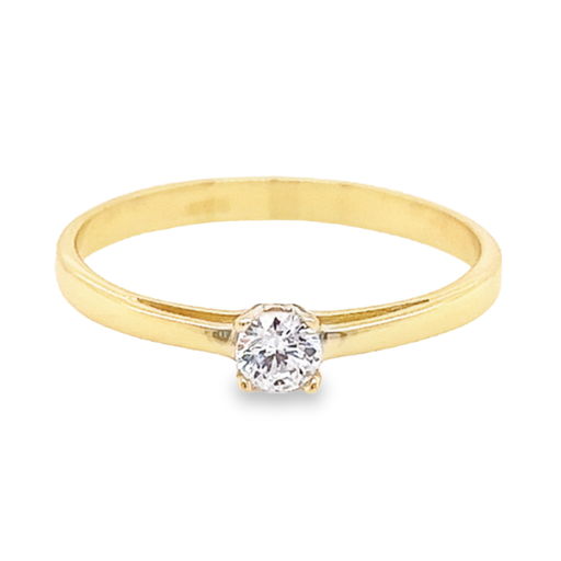 Yellow gold solitaire ring with Zirconia stone