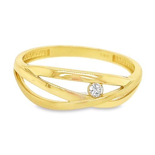 Yellow gold ring Fantasy with Zirconia stone