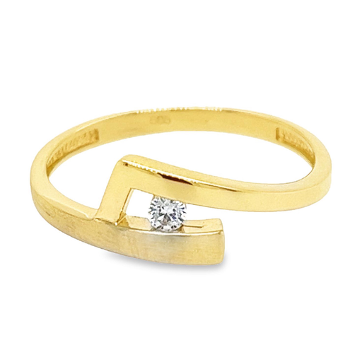 Geelgouden ring mat/glans met Zirkonia steen