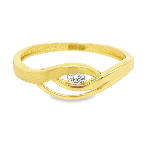 Geelgouden ring mat/glans met Zirkonia steen