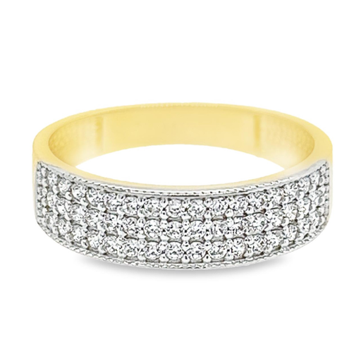 Yellow gold row ring with Zirconia stones