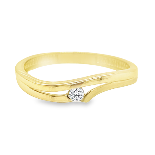 [GR1255-60] Geelgouden ring mat/glans met Zirkonia steen