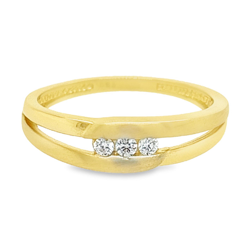 Geelgouden ring mat/glans met Zirkonia stenen