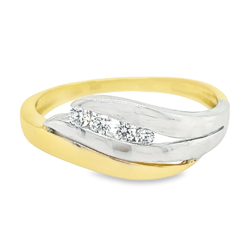 Bicolor gouden ring Fantasie met zirkonia stenen