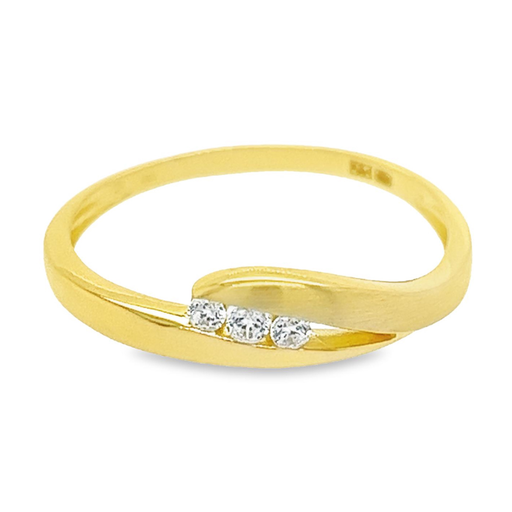 Geelgouden ring Fantasie Mat/Glans met Zirkonia stenen