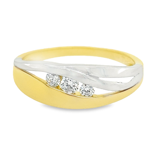 Bicolor gold ring Fantasy with zirconia stones