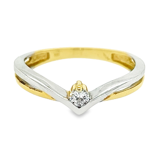 Bicolor gouden ring met Zirkonia steen