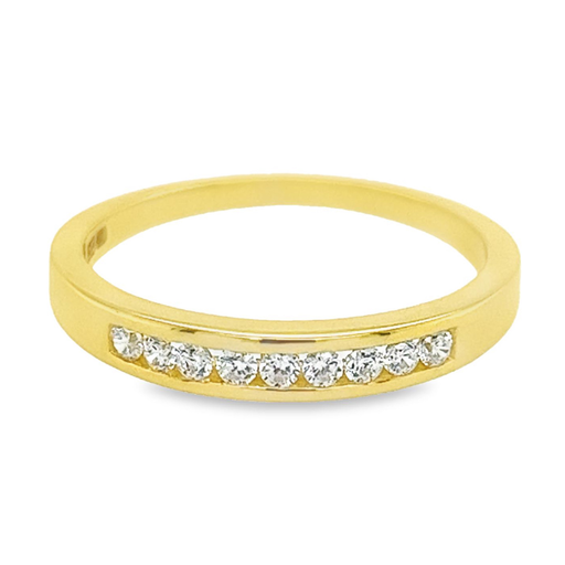 Yellow gold row ring with Zirconia stones