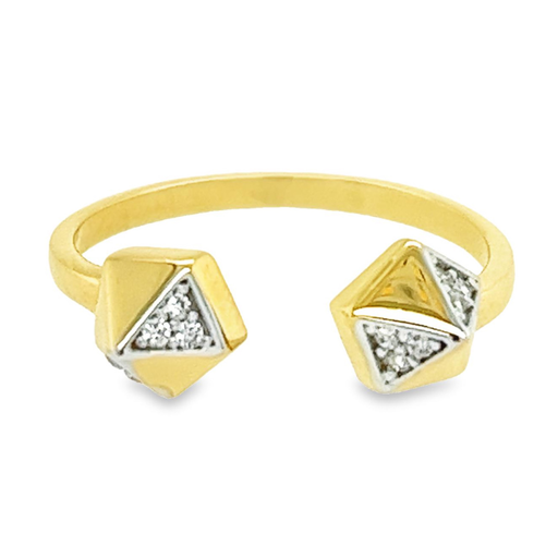 Geelgouden ring Piramide met Zirkonia stenen