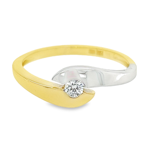 Bicolor gouden ring Fantasie met Zirkonia steen