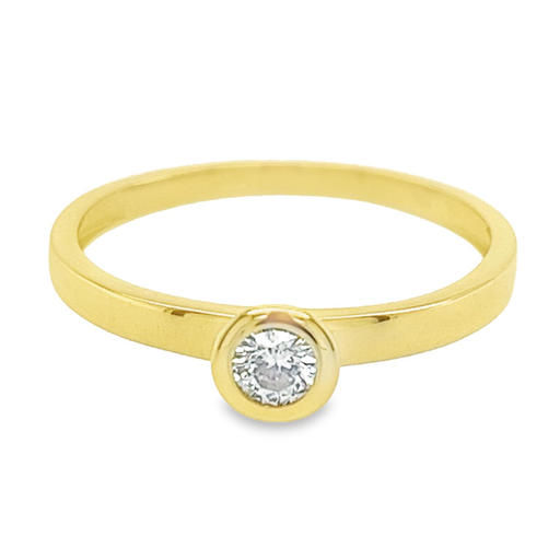 Yellow gold (sitting) ring with Zirconia stone