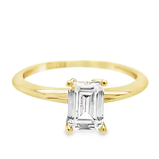 Yellow gold ring with Zirconia Baguette