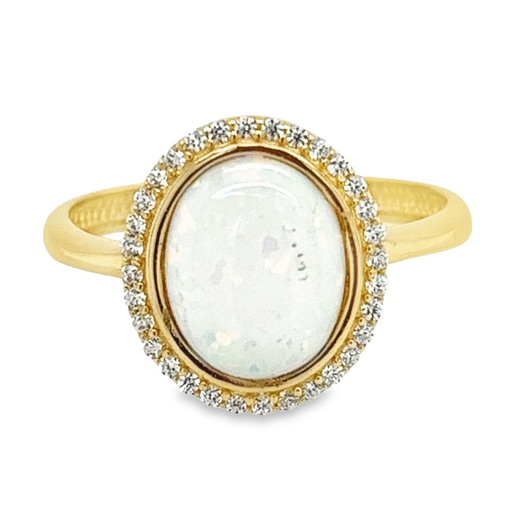 Geelgouden ring met Opaliet en Zirkonia (zwaar)