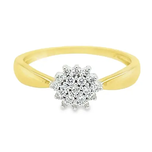 Yellow gold Entourage ring with Diamond 0.12 carats