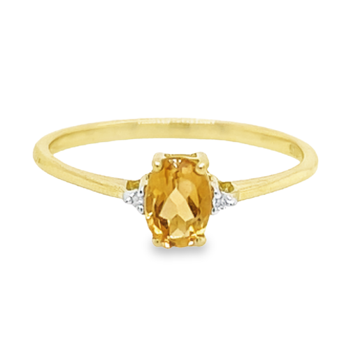 Yellow gold ring with Citrine and Diamond
