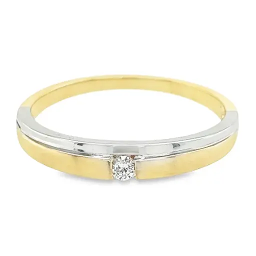 Bicolor gold ring with diamond 0.05 carats