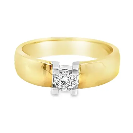 [GRE1384-56] Geelgouden solitairring met Diamant 0,25 karaat