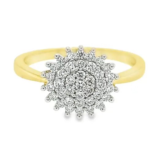 Geelgouden entourage ring met Diamant 0,51 karaat