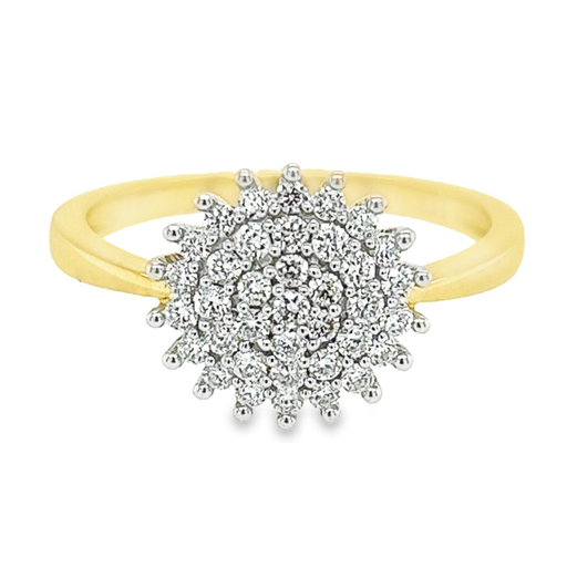 Yellow gold entourage ring with diamond 0.51 carats