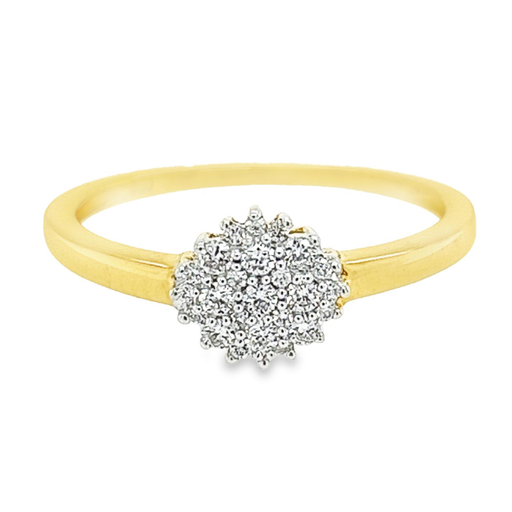 Yellow gold entourage ring with diamond 0.25 carats